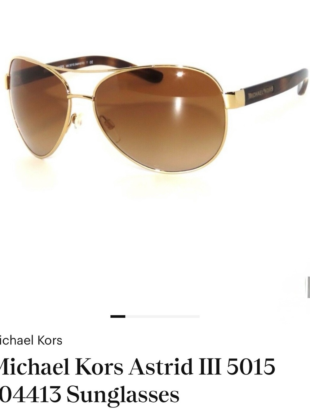 Michael Kors Gold Frame Aviator Sunglasses with Brown Lenses